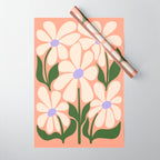 Oh, Daisy! Peach, off-white, purple and green Wrapping Paper Gallery Image 1