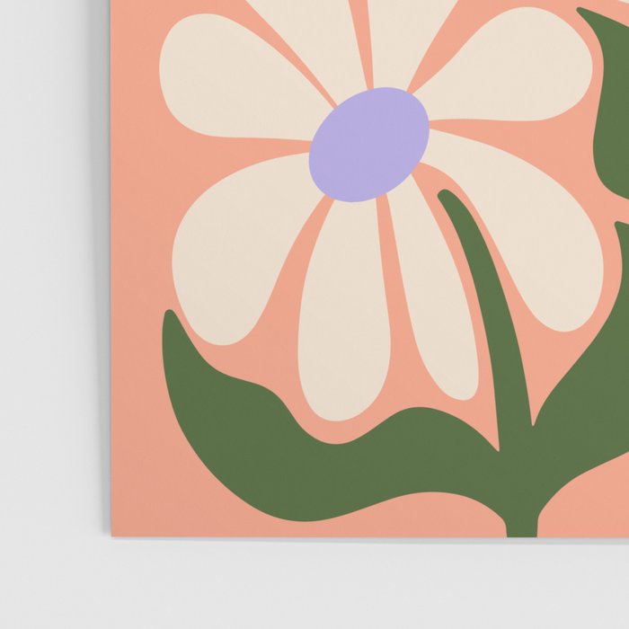 Oh, Daisy! Peach, off-white, purple and green Poster Gallery Image 3