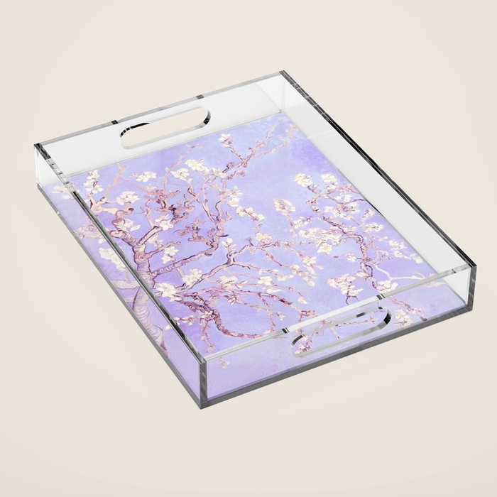 Vincent Van Gogh Almond Blossoms  Lavender Acrylic Tray Gallery Image 1