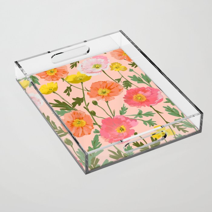 Large Poppy Coral Acrylic Tray Gallery Image 1