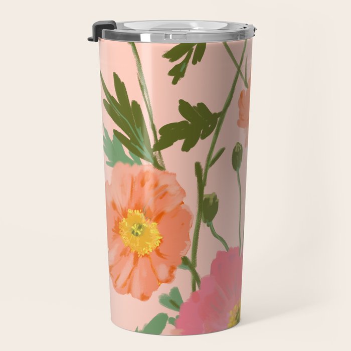Large Poppy Coral Travel Mug Gallery Image 3
