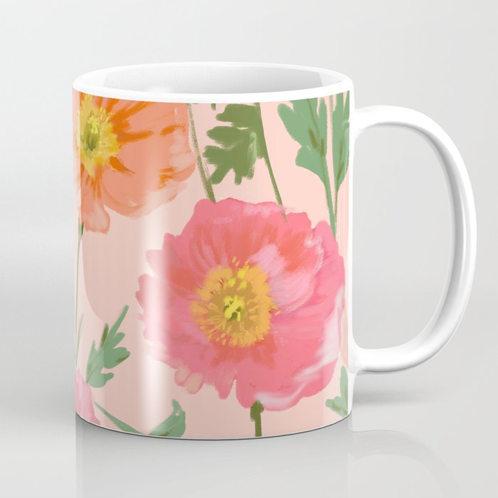 Large Poppy Coral Coffee Mug Gallery Image 1