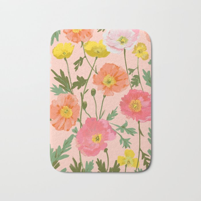 Large Poppy Coral Bath Mat Gallery Image 1