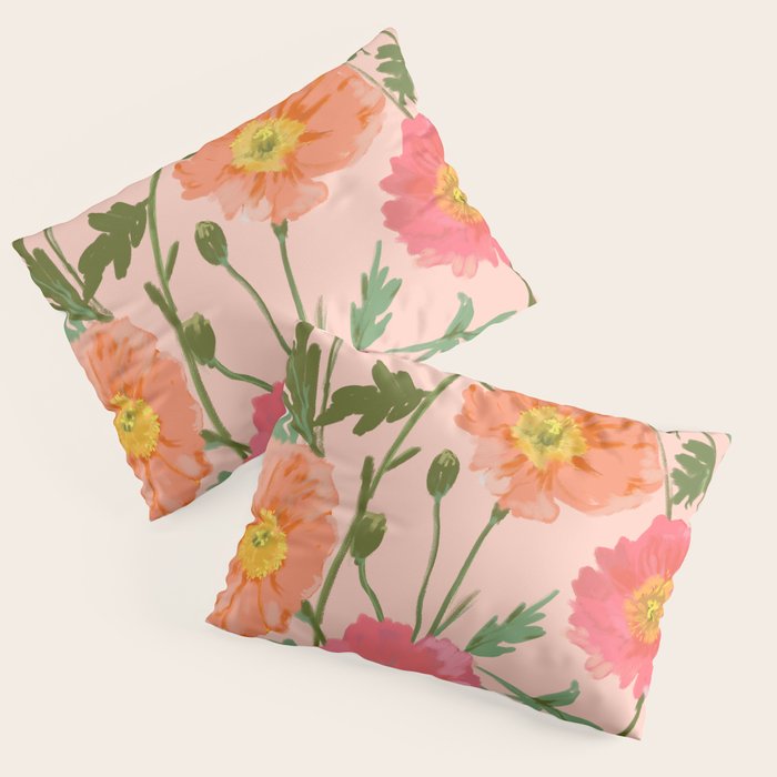 Large Poppy Coral Pillow Sham Gallery Image 3