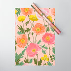 Large Poppy Coral Wrapping Paper Gallery Image 1