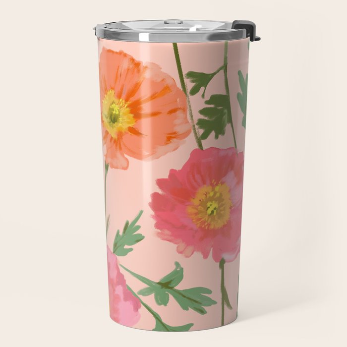 Large Poppy Coral Travel Mug Gallery Image 2