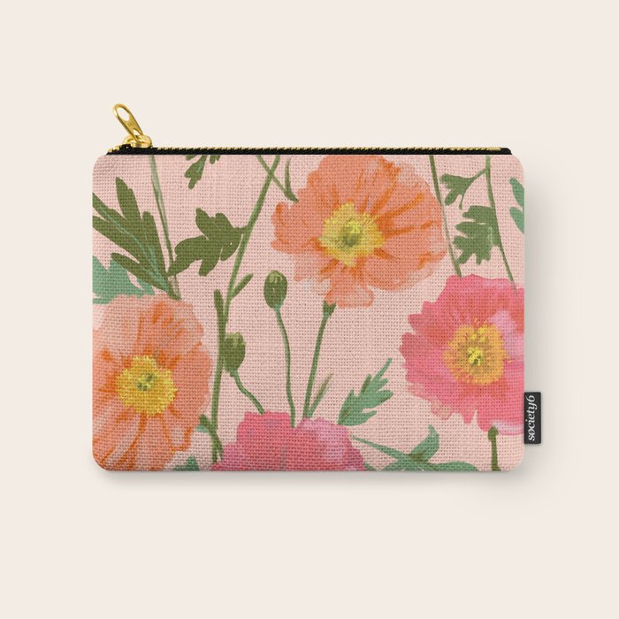 Large Poppy Coral Carry All Pouch Gallery Image 1