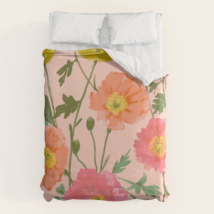 Large Poppy Coral Duvet Cover Gallery Image 6