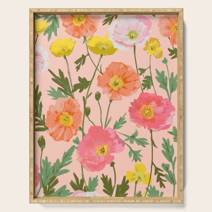 Large Poppy Coral Serving Tray Gallery Image 1