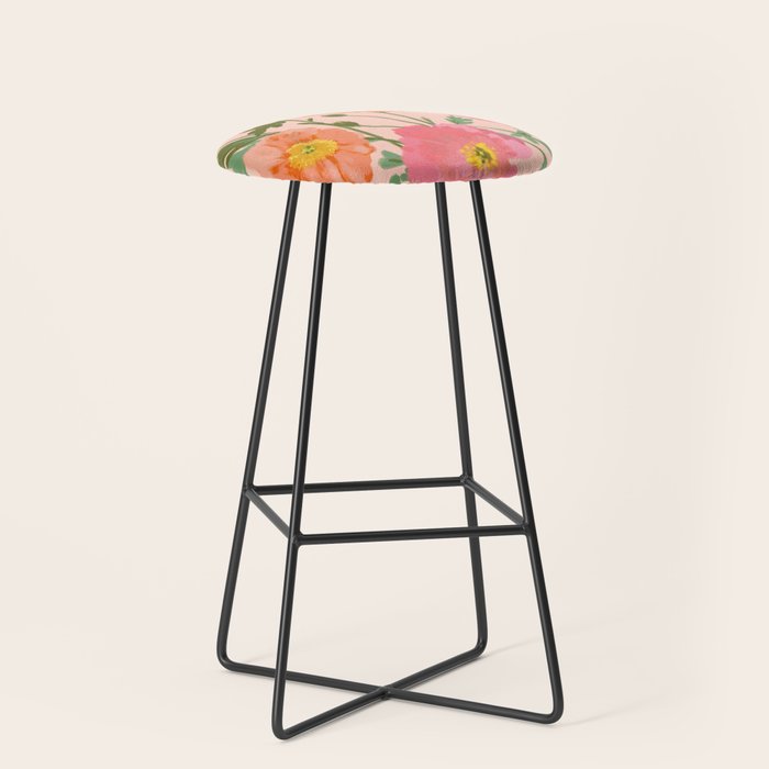 Large Poppy Coral Stool Gallery Image 1
