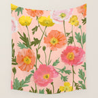 Large Poppy Coral Wall Tapestry Gallery Image 4