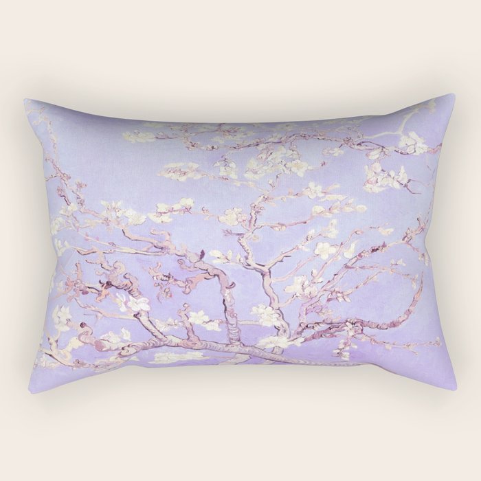 Vincent Van Gogh Almond Blossoms  Lavender Rectangular Pillow Gallery Image 1