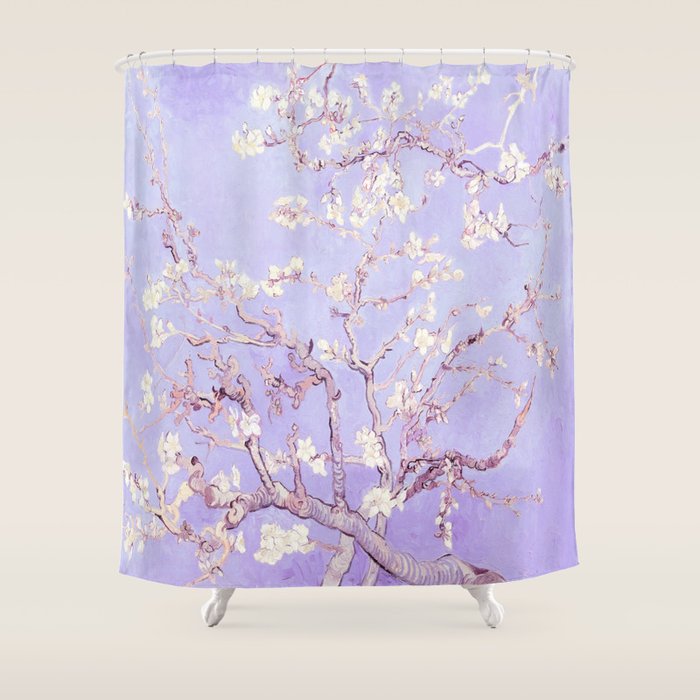 Vincent Van Gogh Almond Blossoms  Lavender Shower Curtain Gallery Image 1