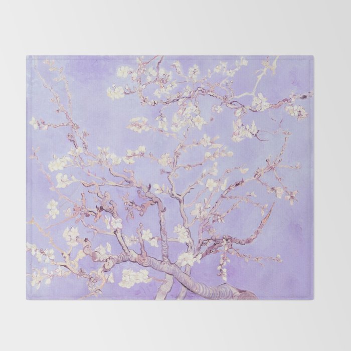 Vincent Van Gogh Almond Blossoms  Lavender Throw Blanket Gallery Image 2