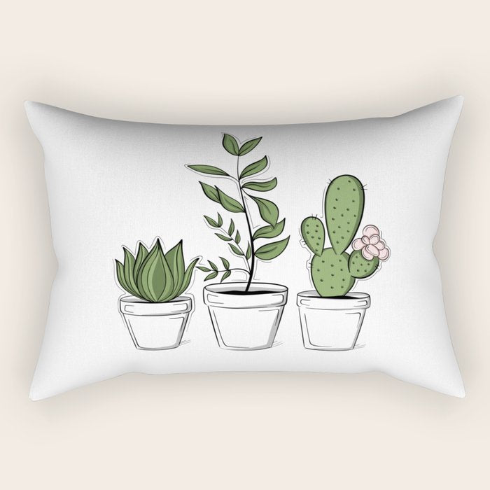 Three Little Succulents Rectangular Pillow Gallery Image 1
