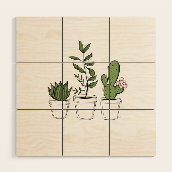 Three Little Succulents Wood Wall Art Gallery Image 1