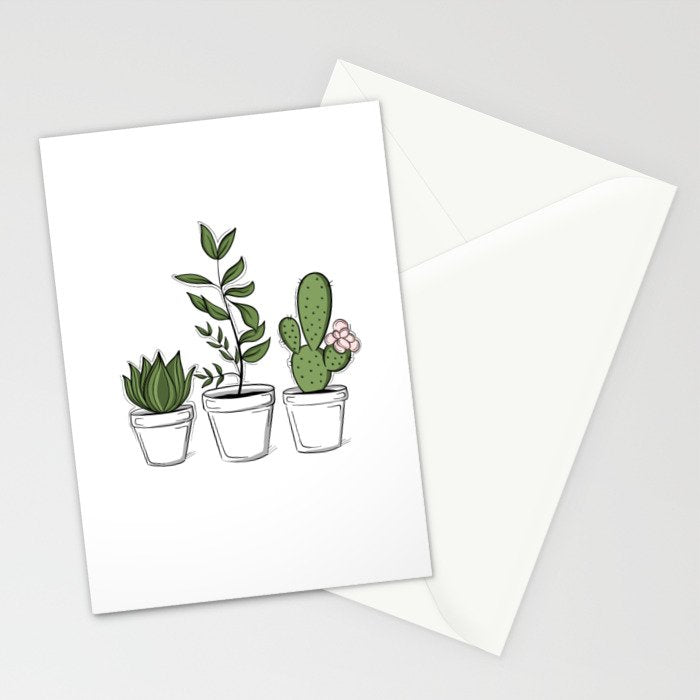 Three Little Succulents Stationery Card Gallery Image 2