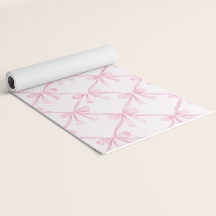Pastel Pink Bows Coquette Aesthetic Vintage Romantic Feminine Preppy Bedroom Yoga Mat Gallery Image 2