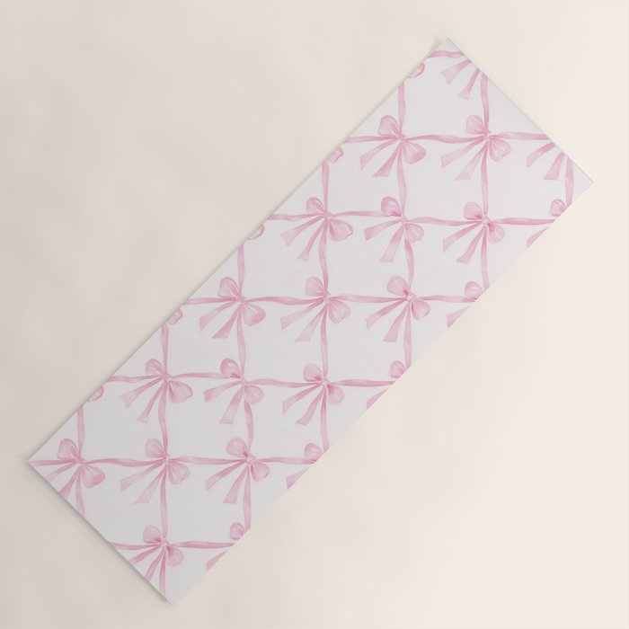 Pastel Pink Bows Coquette Aesthetic Vintage Romantic Feminine Preppy Bedroom Yoga Mat Gallery Image 1