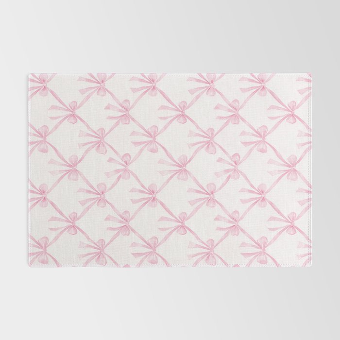 Pastel Pink Bows Coquette Aesthetic Vintage Romantic Feminine Preppy Bedroom Rug Gallery Image 2