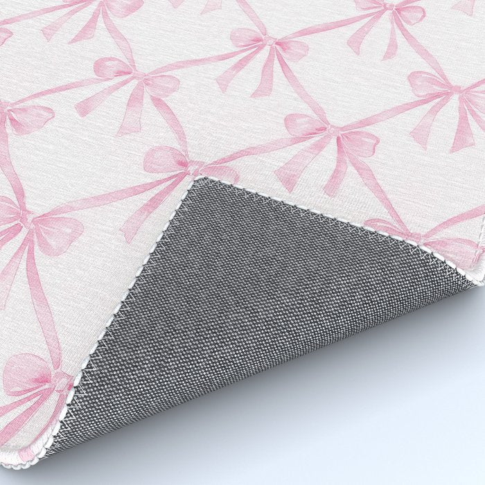 Pastel Pink Bows Coquette Aesthetic Vintage Romantic Feminine Preppy Bedroom Rug Gallery Image 4