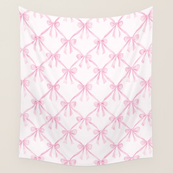 Pastel Pink Bows Coquette Aesthetic Vintage Romantic Feminine Preppy Bedroom Wall Tapestry Gallery Image 4