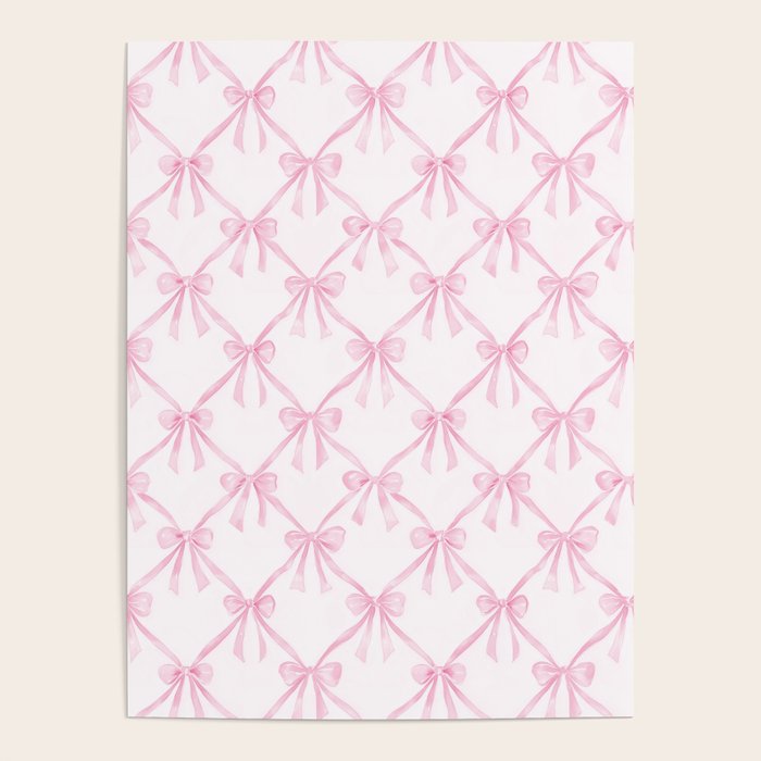 Pastel Pink Bows Coquette Aesthetic Vintage Romantic Feminine Preppy Bedroom Poster Gallery Image 4