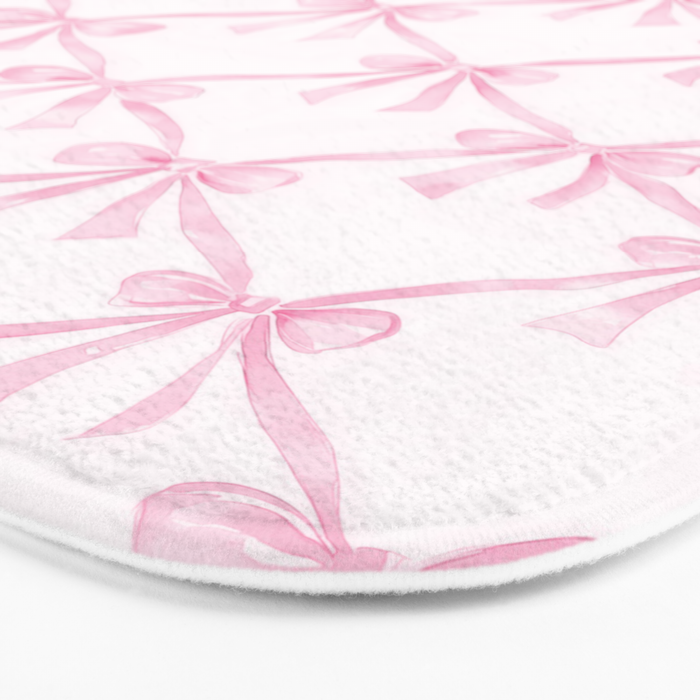 Pastel Pink Bows Coquette Aesthetic Vintage Romantic Feminine Preppy Bedroom Bath Mat Gallery Image 3