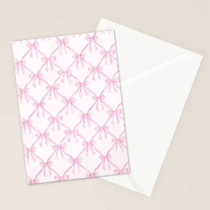 Pastel Pink Bows Coquette Aesthetic Vintage Romantic Feminine Preppy Bedroom Stationery Card Gallery Image 2