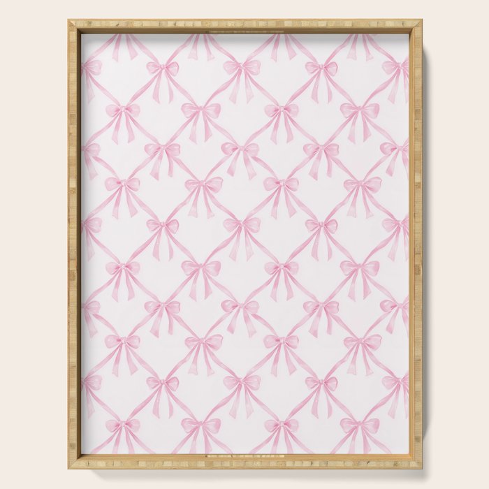 Pastel Pink Bows Coquette Aesthetic Vintage Romantic Feminine Preppy Bedroom Serving Tray Gallery Image 1