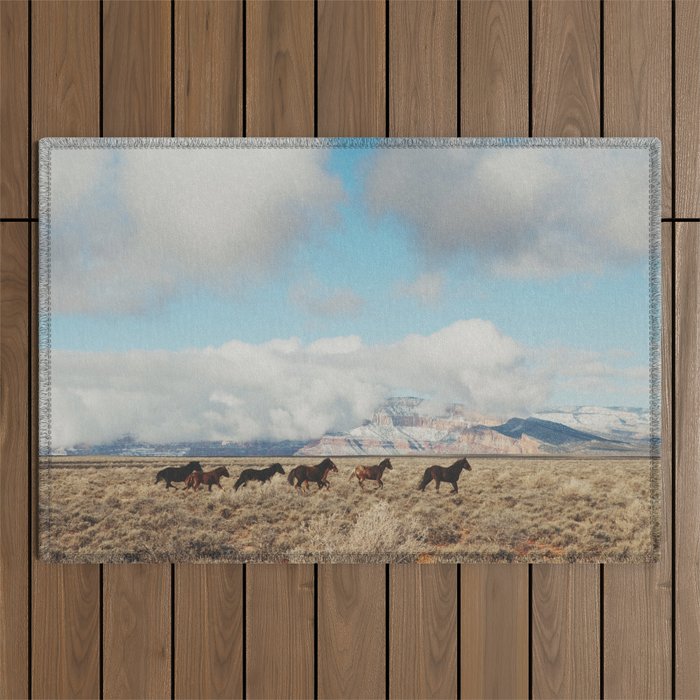 Running Reservation Horses Outdoor Rug Gallery Image 1