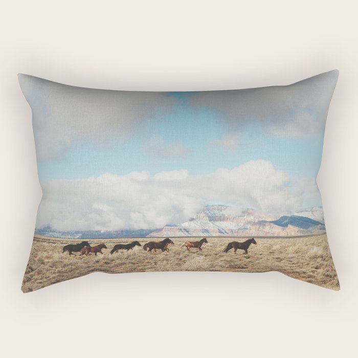 Running Reservation Horses Rectangular Pillow Gallery Image 2
