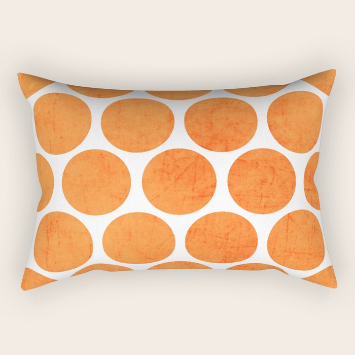 orange polka dots Rectangular Pillow Gallery Image 2