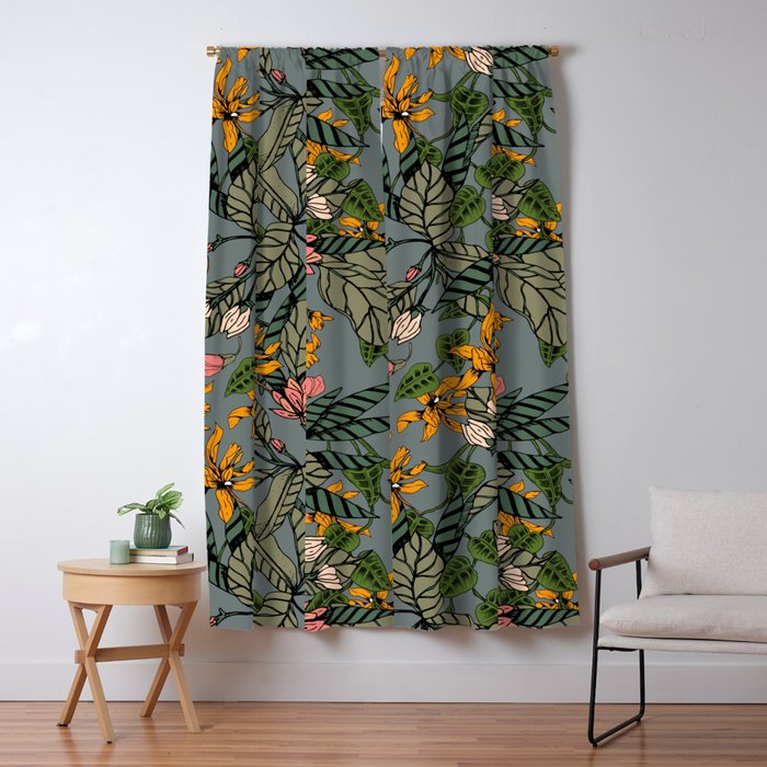 blooming flower botanical Window Curtain Gallery Image 1