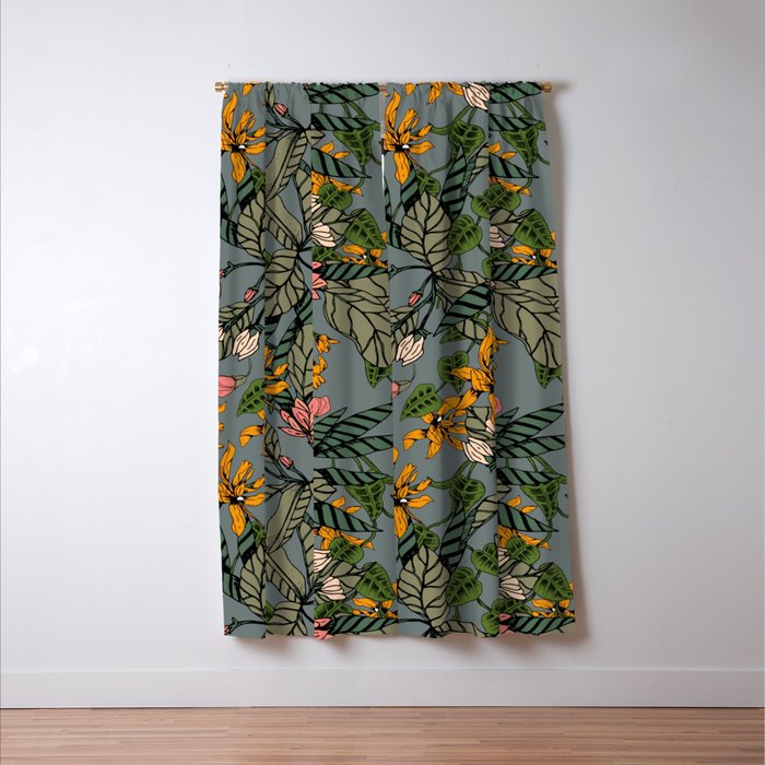 blooming flower botanical Window Curtain Gallery Image 3