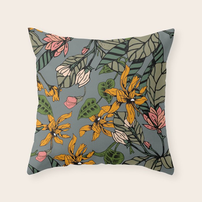 blooming flower botanical Throw Pillow Gallery Image 6