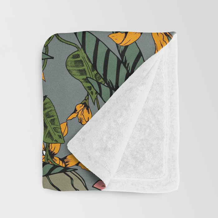 blooming flower botanical Throw Blanket Gallery Image 3