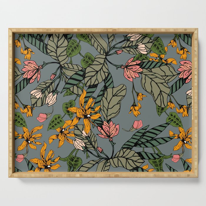 blooming flower botanical Serving Tray Gallery Image 1