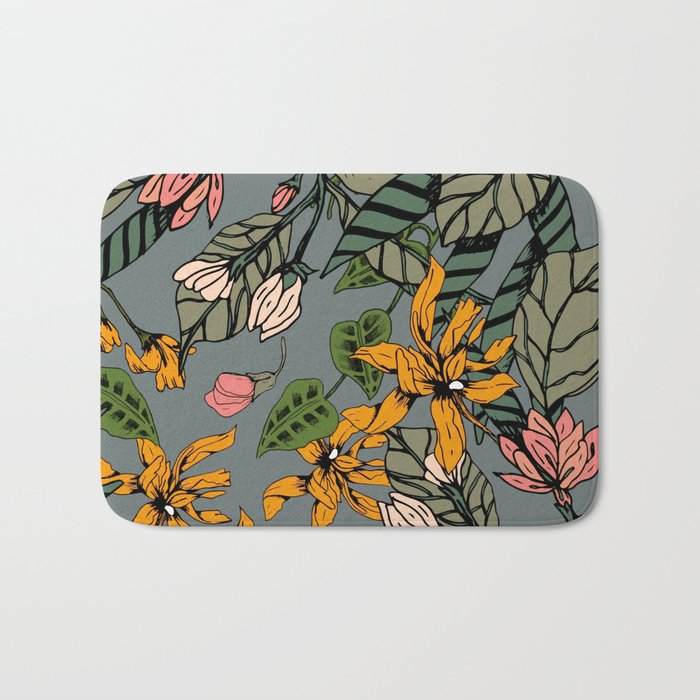 blooming flower botanical Bath Mat Gallery Image 1