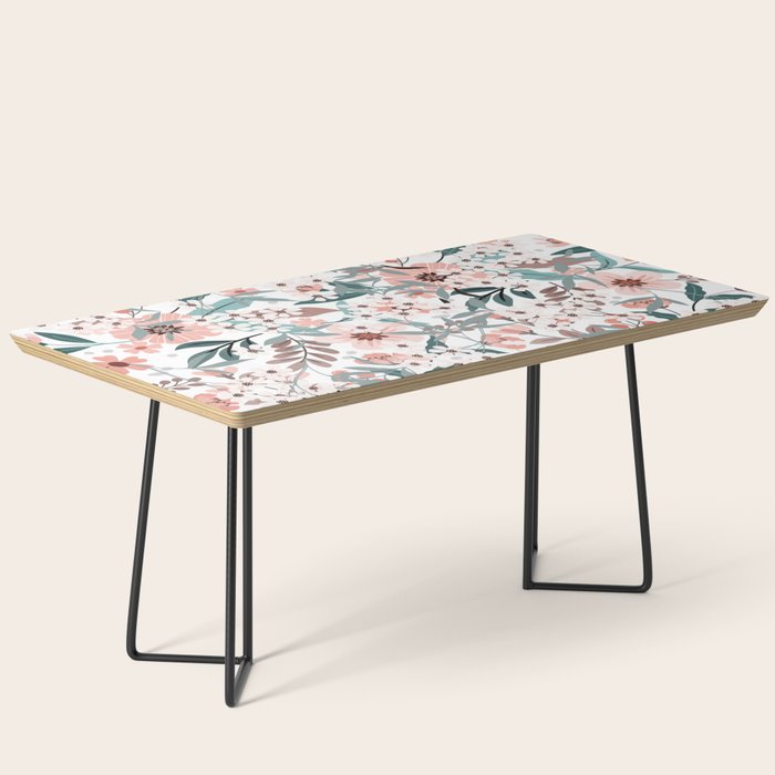 Spring Wildflowers, Floral Prints, Soft Pink and Teal Coffee Table Gallery Image 1