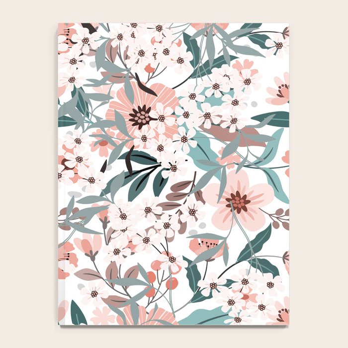 Spring Wildflowers, Floral Prints, Soft Pink and Teal Notebook Gallery Image 4