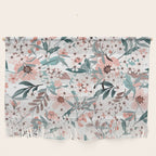 Spring Wildflowers, Floral Prints, Soft Pink and Teal Wall Hanging Gallery Image 1
