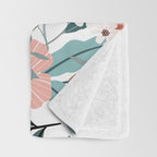 Spring Wildflowers, Floral Prints, Soft Pink and Teal Throw Blanket Gallery Image 3