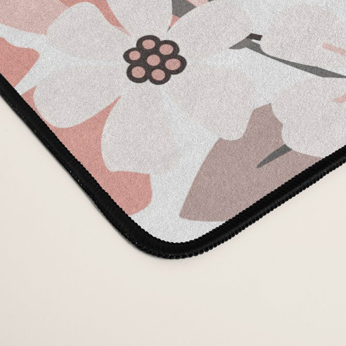 Spring Wildflowers, Floral Prints, Soft Pink and Teal Desk Mat Gallery Image 4