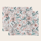 Spring Wildflowers, Floral Prints, Soft Pink and Teal Placemat Gallery Image 1