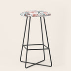 Spring Wildflowers, Floral Prints, Soft Pink and Teal Stool Gallery Image 1