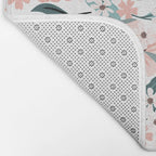 Spring Wildflowers, Floral Prints, Soft Pink and Teal Bath Mat Gallery Image 2