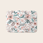 Spring Wildflowers, Floral Prints, Soft Pink and Teal Bath Mat Gallery Image 1