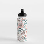 Spring Wildflowers, Floral Prints, Soft Pink and Teal Water Bottle Gallery Image 3