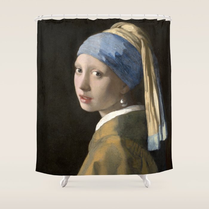Girl with a Pearl Earring by Johannes Vermeer Shower Curtain Gallery Image 1